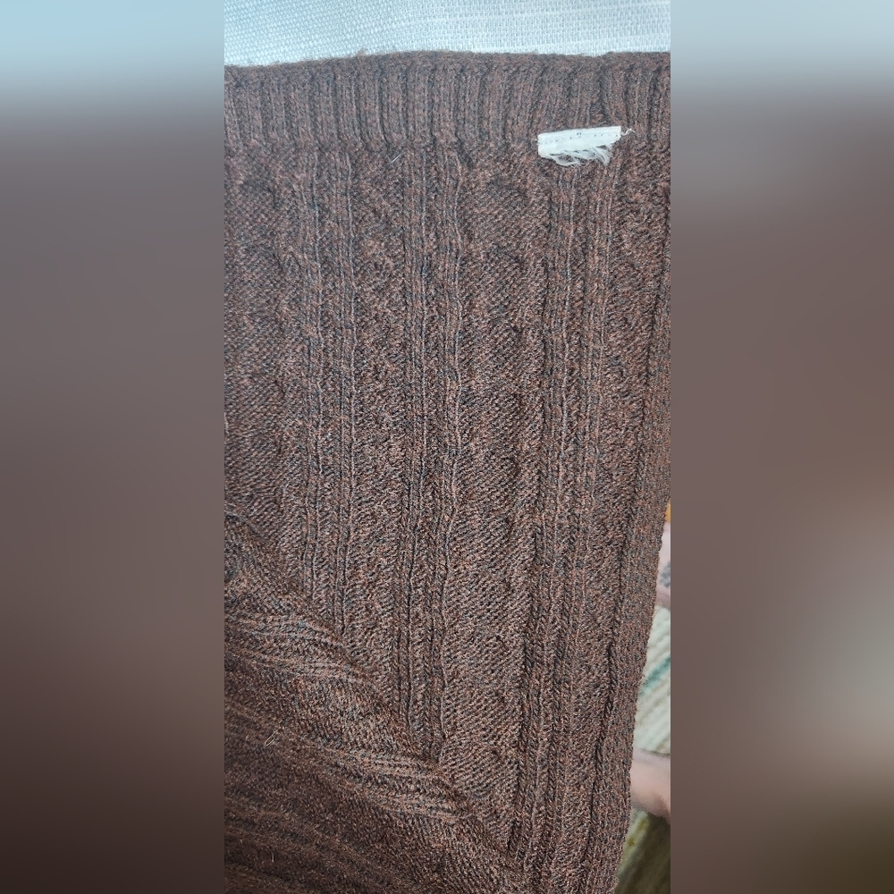 Rachel Zoe Cable Knit Dark Brown Poncho Sweater O/S - Picture 9 of 9